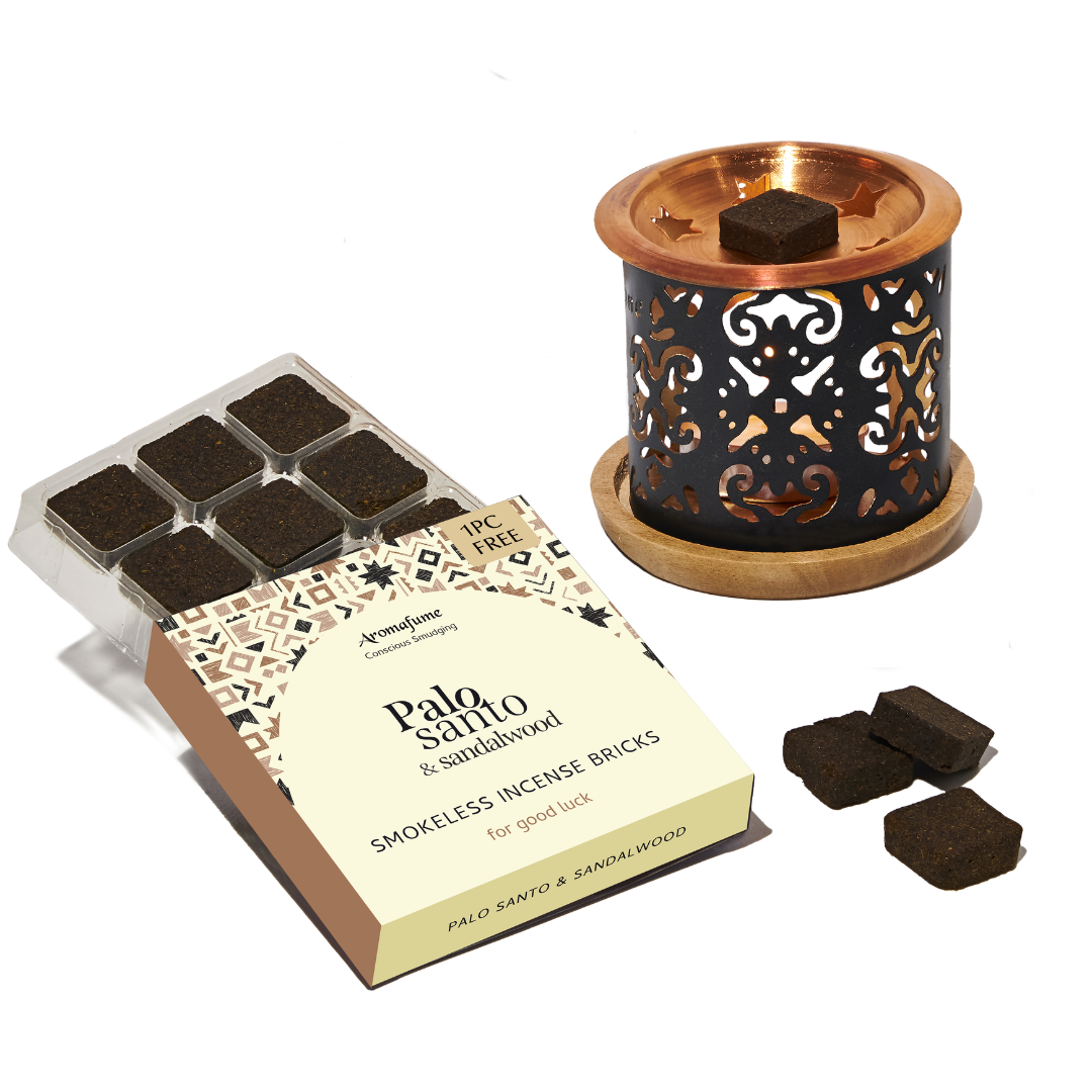 Palo Santo & Sandalwood Incense Bricks and Burner Set