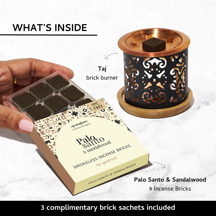 Palo Santo & Sandalwood Incense Bricks and Burner Set