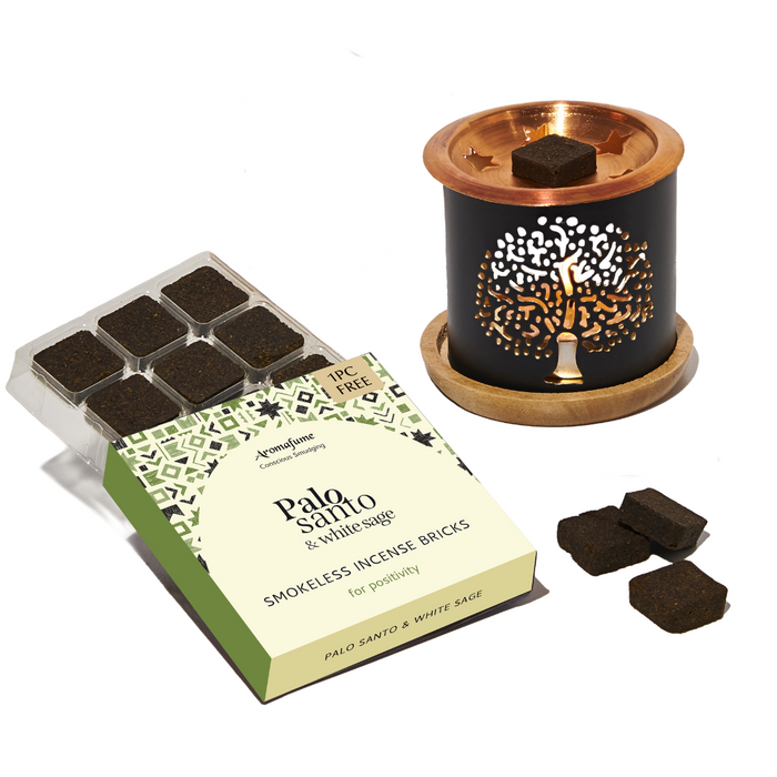 Palo Santo & White Sage Incense Bricks and Burner Set