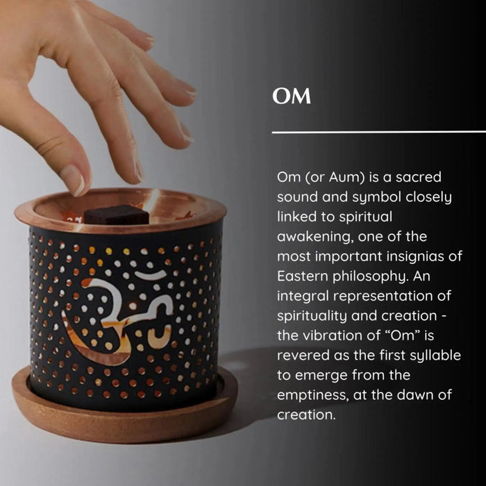 Om Incense Burner - Om is a sacred sound and symbol closely linked to spiritual awakening, one of the most important insignias of Eastern philosophy.