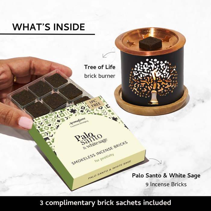 Palo Santo & White Sage Incense Bricks and Burner Set