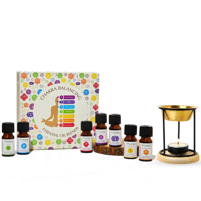 7 Chakra Essential Oil Set with Burner