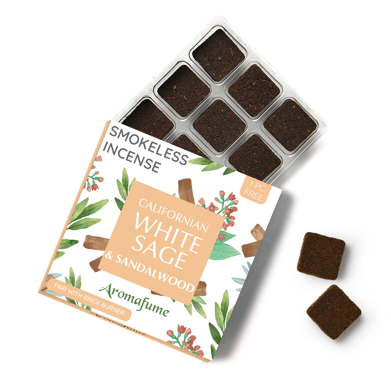 White Sage & Sandalwood Incense Bricks - Refill