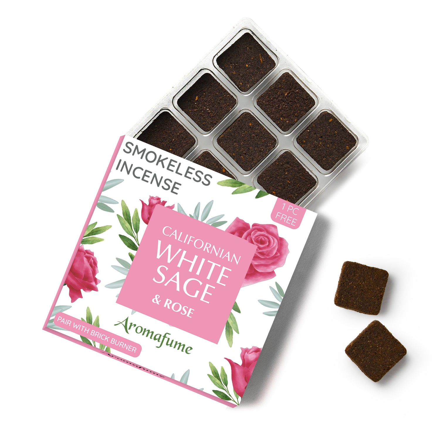 White Sage & Rose Incense Bricks - Refill