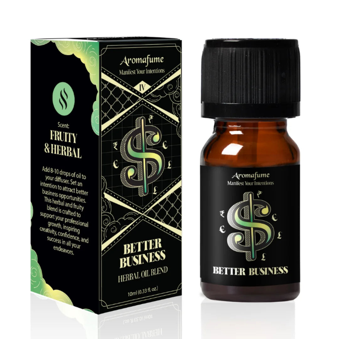 Better Business Manifestation Oil for home aromatherapy. Diffuse to attract success, clarity, and new opportunities.