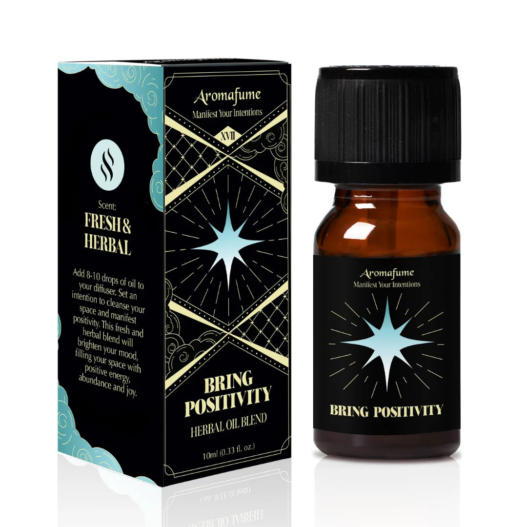Bring Positivity Manifestation Oil for home aromatherapy. Diffuse to uplift your mood and create a joyful space.