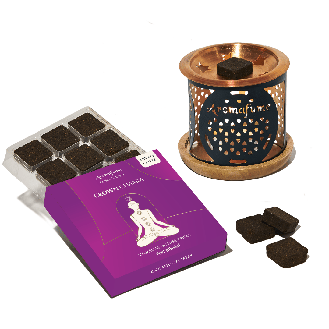 7th - Crown Chakra Incense Bricks & Flower of Life Burner Set