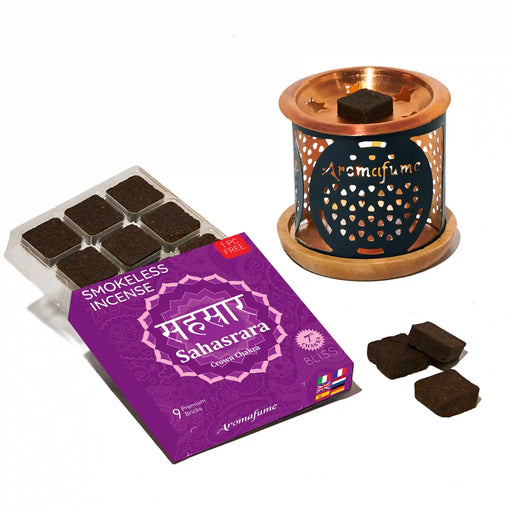 Crown (Sahasrara) Smokeless Incense Bricks & Flower of Life Incense Bricks Burner