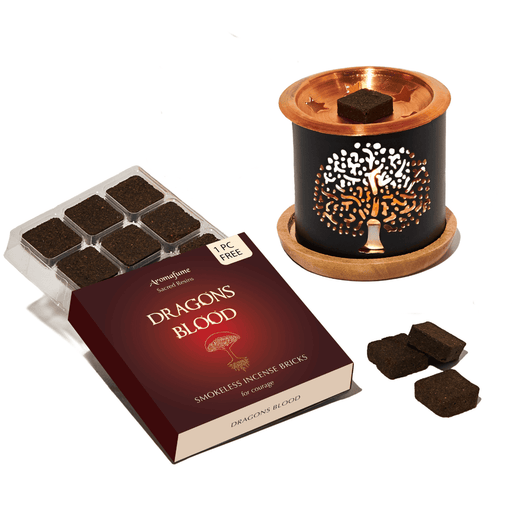 Dragon's Blood smokeless incense 1 brick tray and tree of life burner