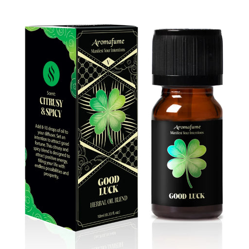 Good Luck Manifestation Oil for home aromatherapy. Diffuse to attract fortune and positivity.