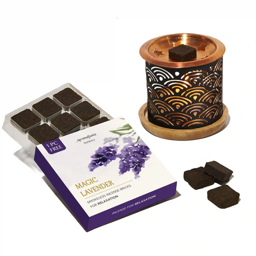 Magic Lavender Smokeless Incense Bricks & Rainbow Incense Brick Burner Set