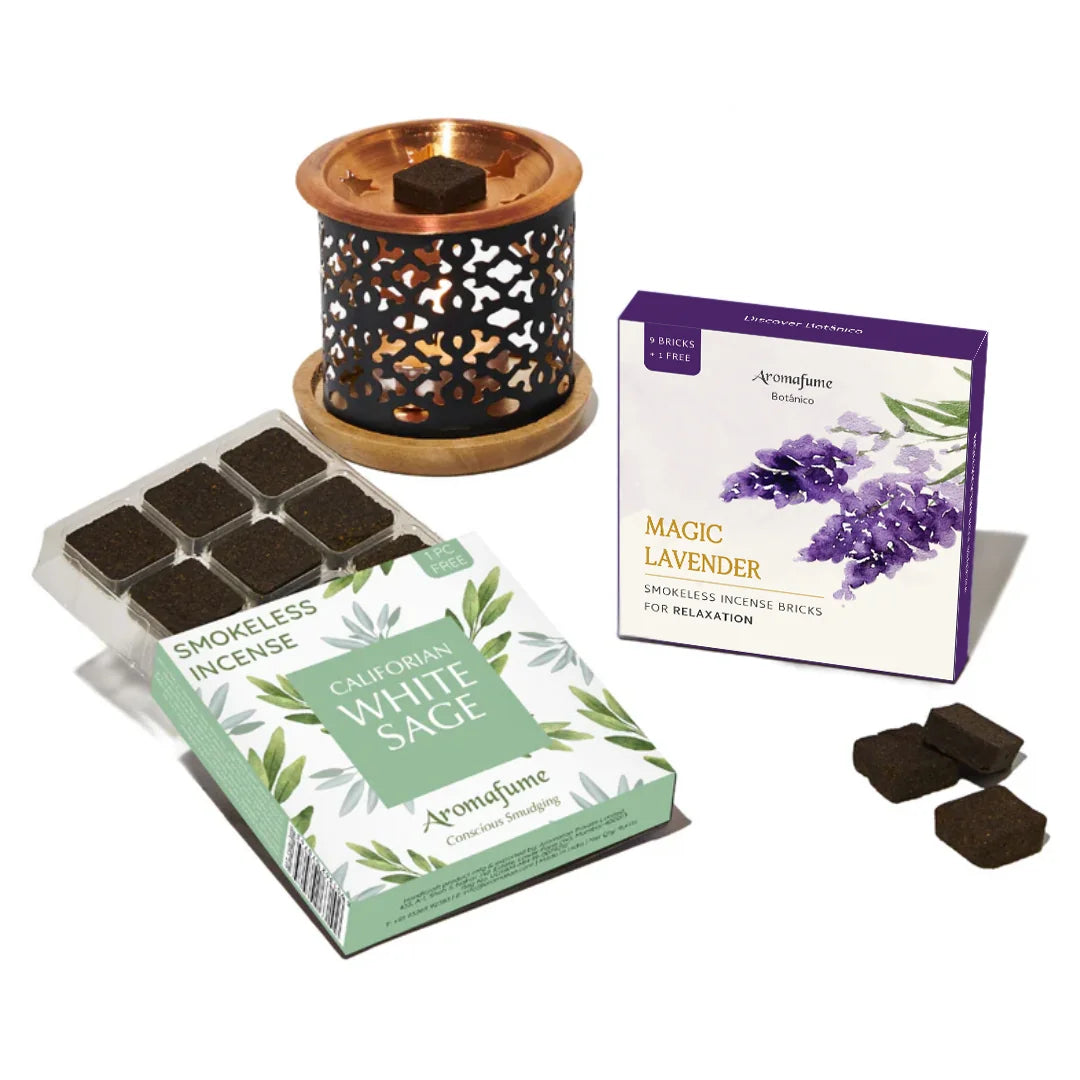 Magic Lavender White Sage Smokeless Incense Burner Combo