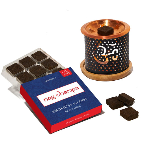 Nag Champa Smokeless Incense Bricks & Om Incense Brick Burner Set