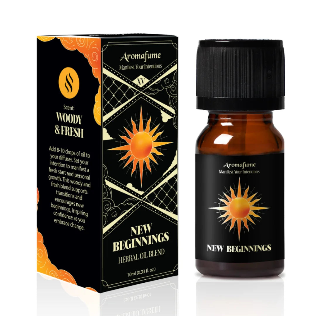 New Beginnings Manifestation Oil for home aromatherapy. Diffuse to embrace fresh starts and personal growth.