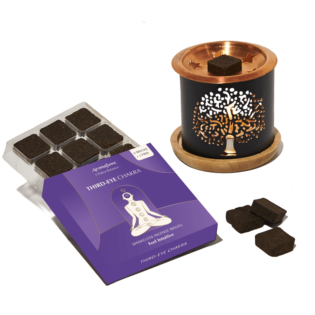 6th - Third Eye Chakra Incense Bricks & Tree of Life Burner Set