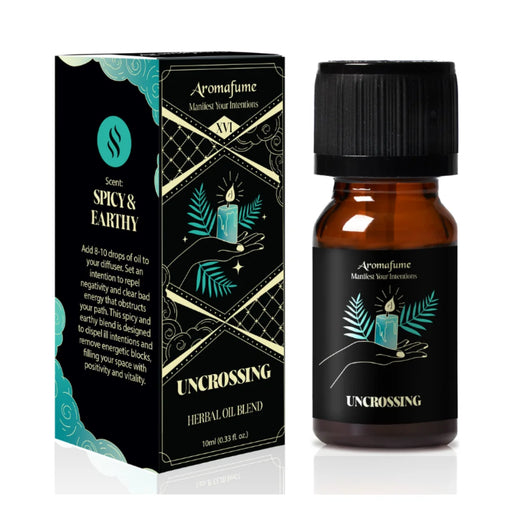 Uncrossing Manifestation Oil for home aromatherapy. Diffuse to clear energy blockages and invite positivity.