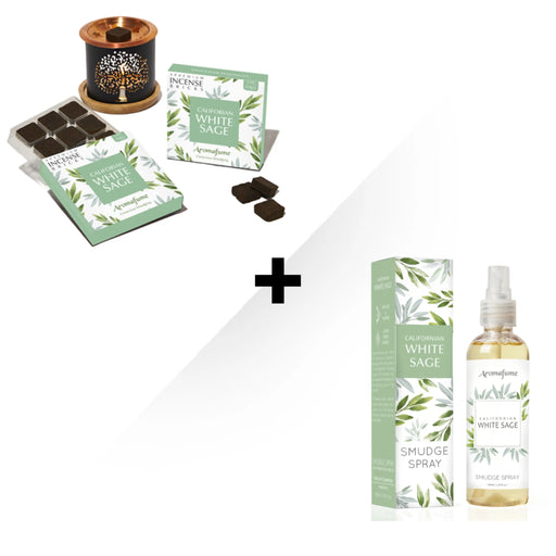White Sage Smokeless Incense Set & Smudge Spray Kit