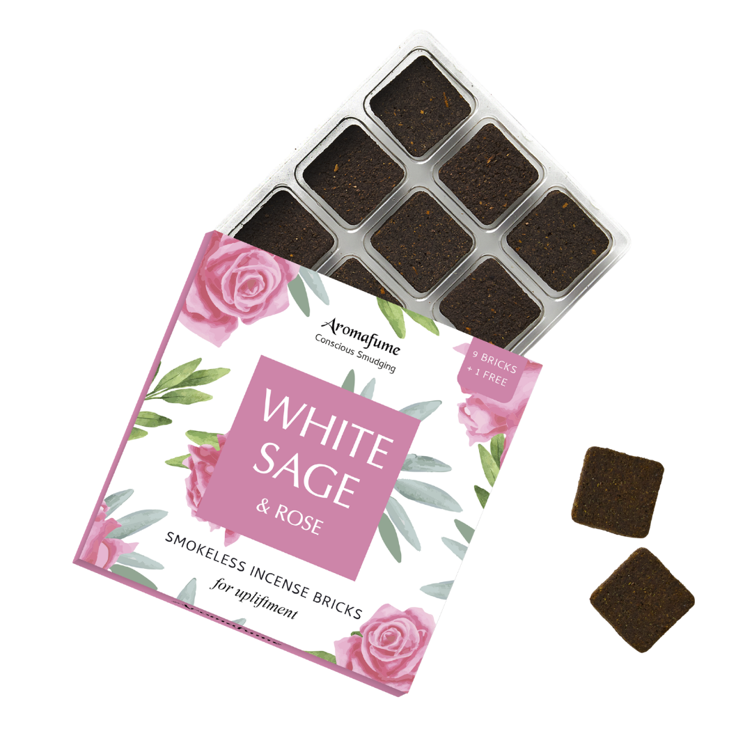White Sage & Rose Incense Bricks - Refill