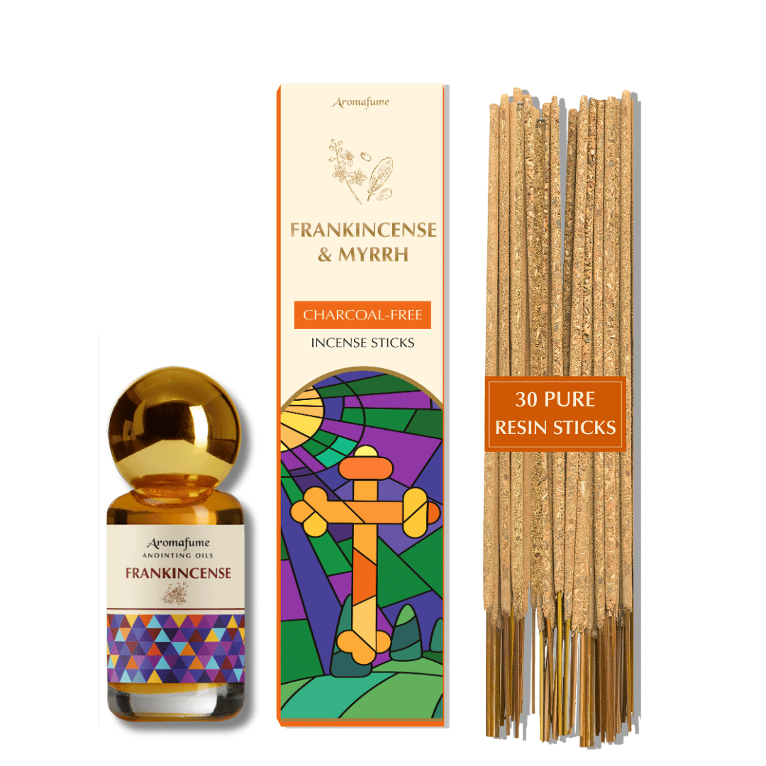 Frankincense & Myrrh Sticks (30 sticks) & Frankincense Anointing Oil