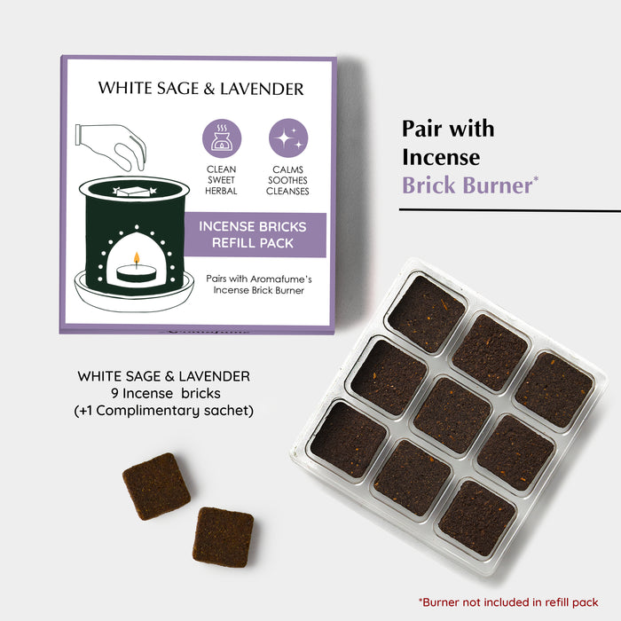 White Sage & Lavender Incense Bricks Refill Pack (Single Tray)
