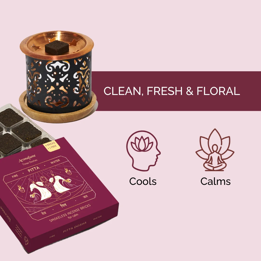 Pitta Dosha Incense Bricks & Burner Set