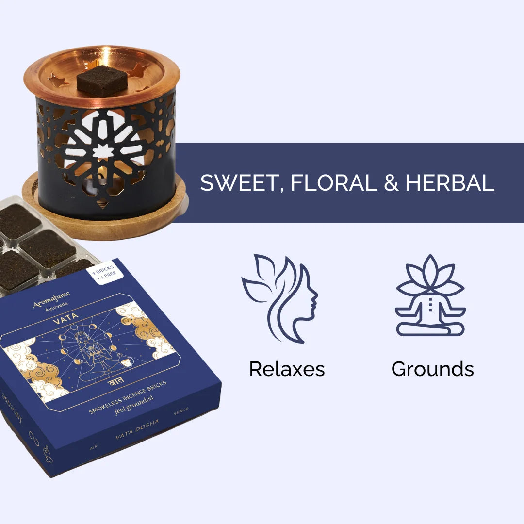 Vata Dosha Incense Bricks & Burner Set