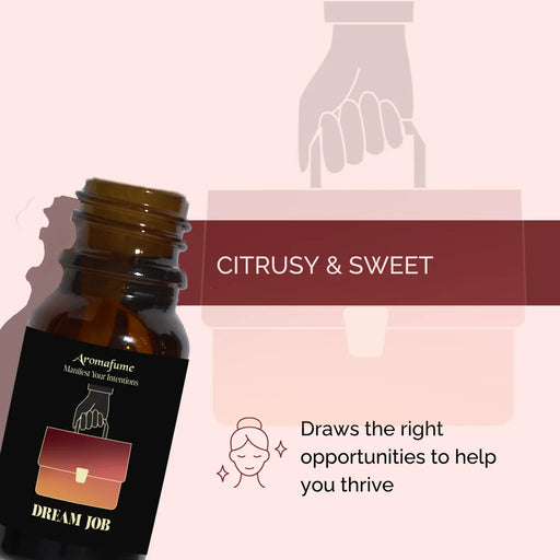 Dream Job Manifestation Oil with a citrusy, sweet fragrance. Uplifts mood and boosts motivation.