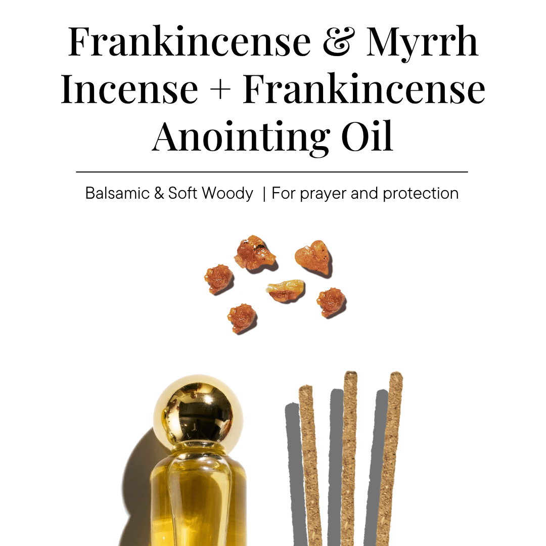 Frankincense & Myrrh Sticks (30 sticks) & Frankincense Anointing Oil
