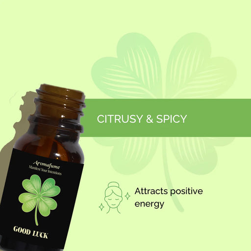 Good Luck Oil with a bright citrusy and spicy fragrance. Uplifting and energizing.