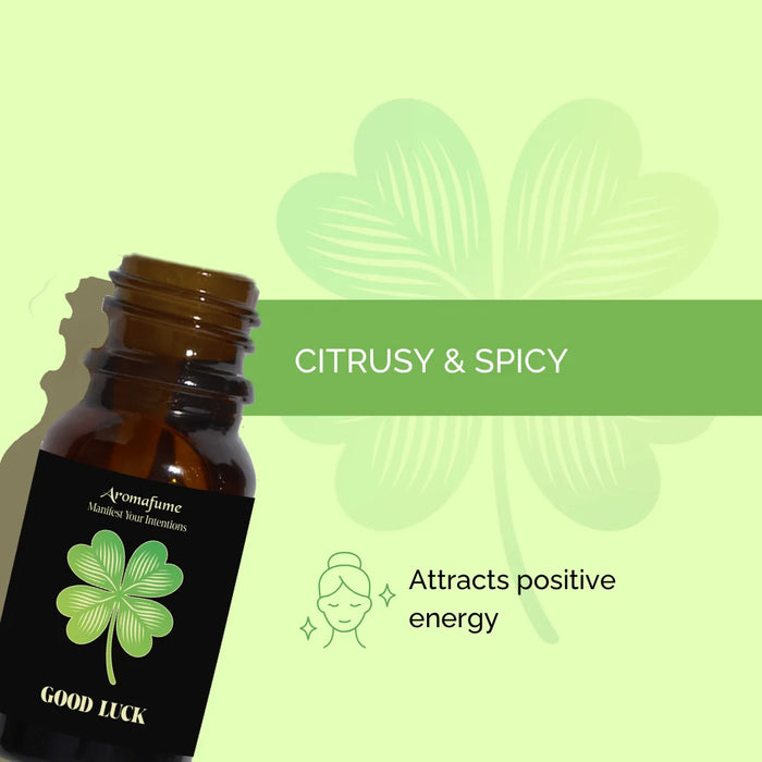 Good Luck Oil with a bright citrusy and spicy fragrance. Uplifting and energizing.