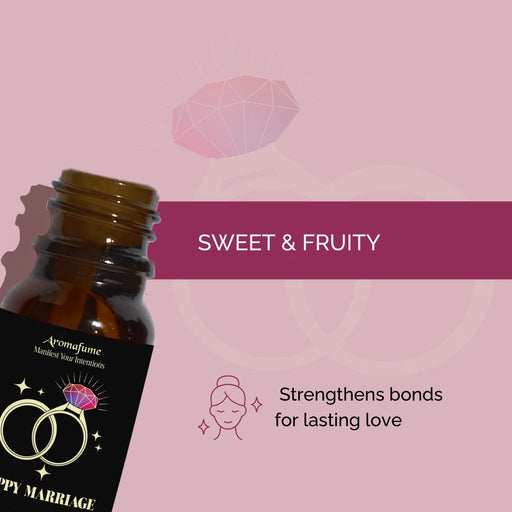 Happy Marriage Manifestation Oil with a sweet and fruity fragrance. Creates a warm and inviting atmosphere.