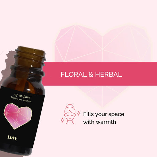 Love Manifestation Oil with a floral and herbal fragrance. Perfect for diffusers to enhance your space.