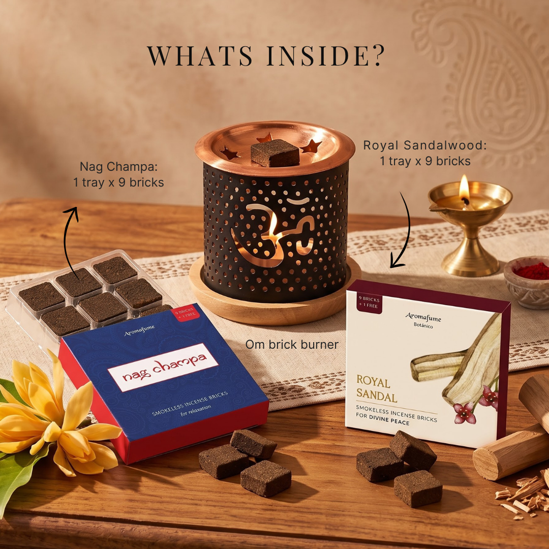 Nag Champa & Royal Sandal Smokeless Incense & Burner Combo