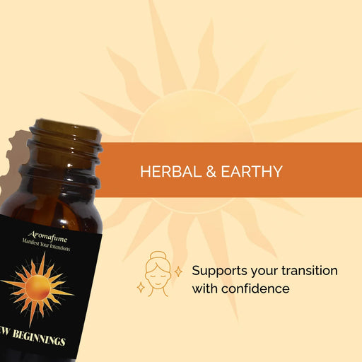New Beginnings Manifestation Oil with an herbal, earthy fragrance. Creates a grounding and refreshing atmosphere.