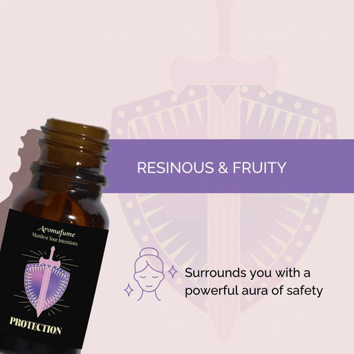 Protection Manifestation Oil with a resinous, fruity fragrance. Elevates energy and wards off negativity.