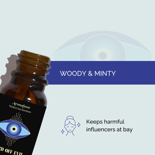 Ward Off Evil Manifestation Oil with a woody and minty fragrance. Creates a purifying and uplifting atmosphere.