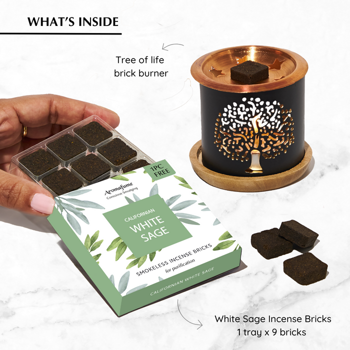 White Sage Incense Bricks & Burner Set