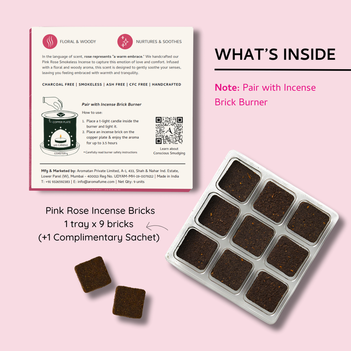 Pink Rose Incense Bricks - Refill