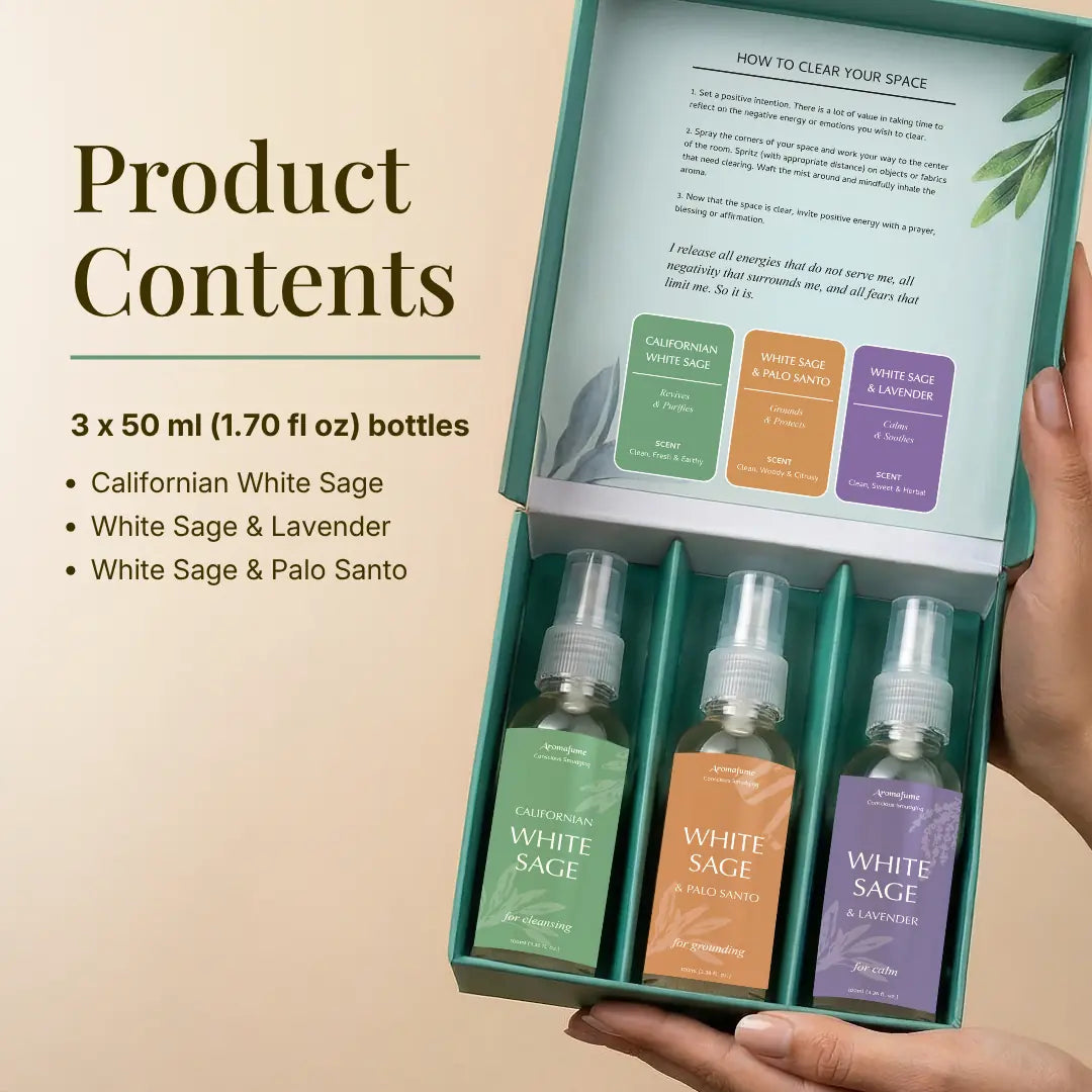 White Sage Smudge Spray Gift Set (Set of 3)