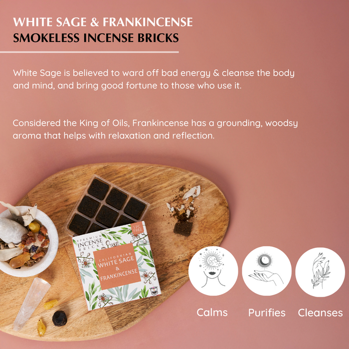 White Sage & Frankincense Incense Bricks Refill Pack (Single Tray)