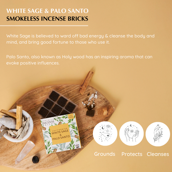 White Sage & Palo Santo Incense Bricks Refill Pack (Single Tray)