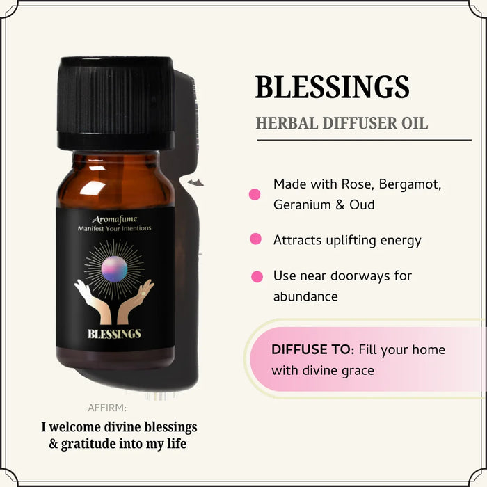 Infused with bergamot, geranium, rose, and oud, this herbal oil helps cultivate gratitude and divine grace.
