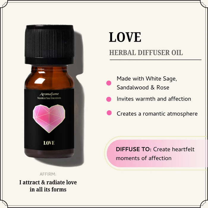 Infused with white sage, sandalwood, and rose, this herbal oil helps manifest love and a romantic ambiance.