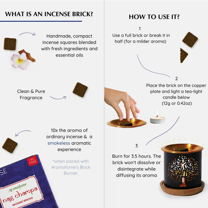 How To Use - Place natural, non-toxic, charcoal-free incense on burner and light