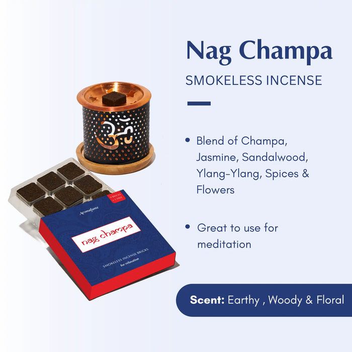 Temple Flowers - Smokeless Incense & Om Burner Combo