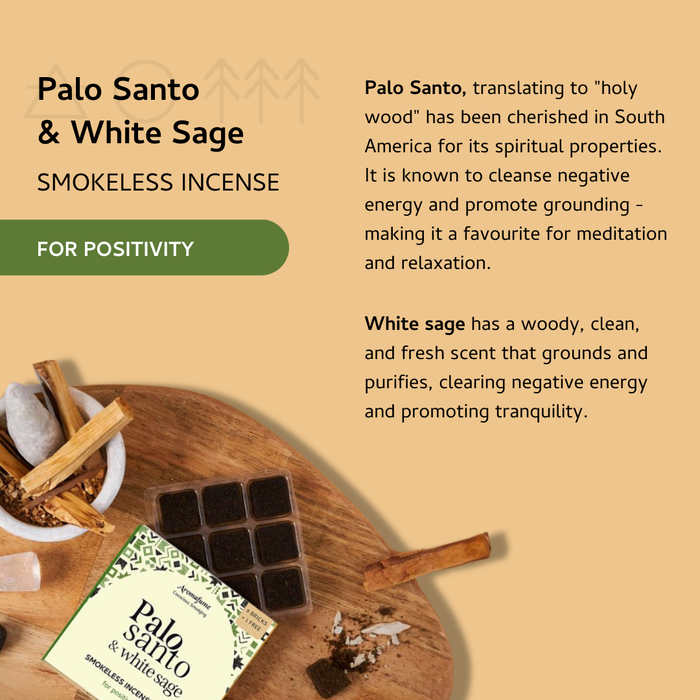 Palo Santo & White Sage Incense Bricks and Burner Set