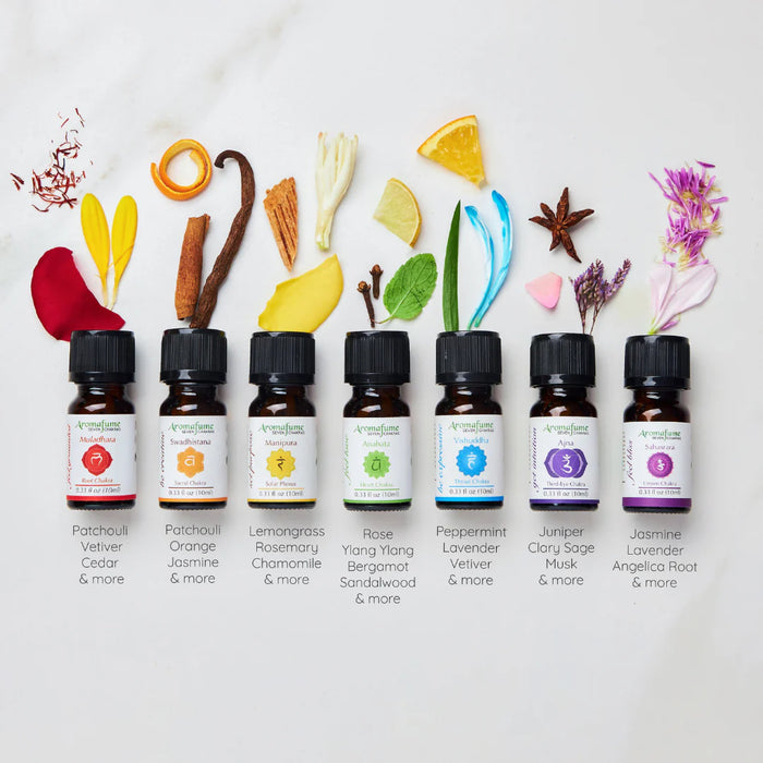 7 Chakra Essential Oil Set with Burner