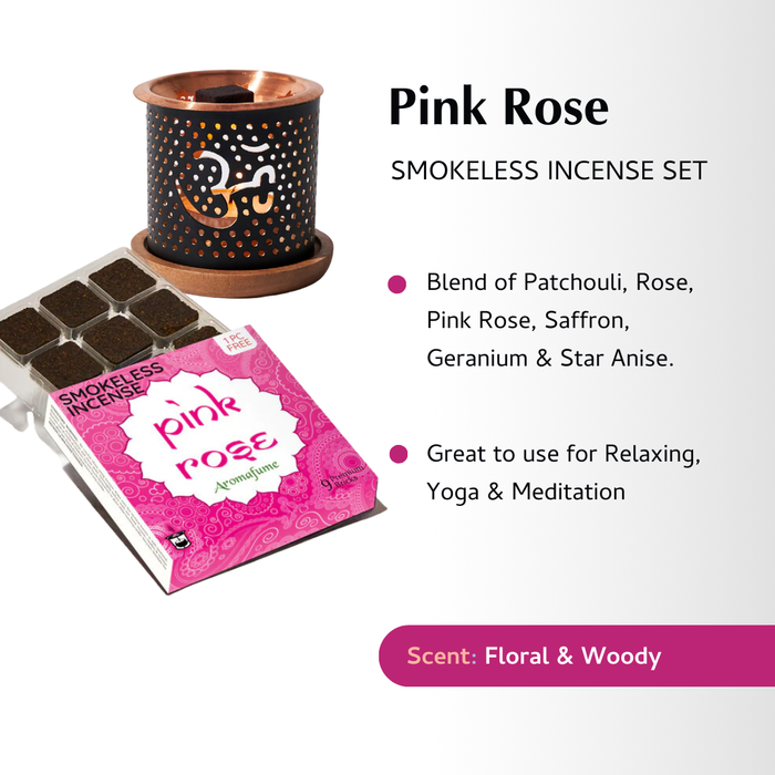 Temple Flowers - Smokeless Incense & Om Burner Combo