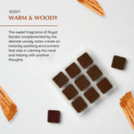 Smells warm and woody - creates a soothing environment that aids in calming the mind and helping with positive thoughts