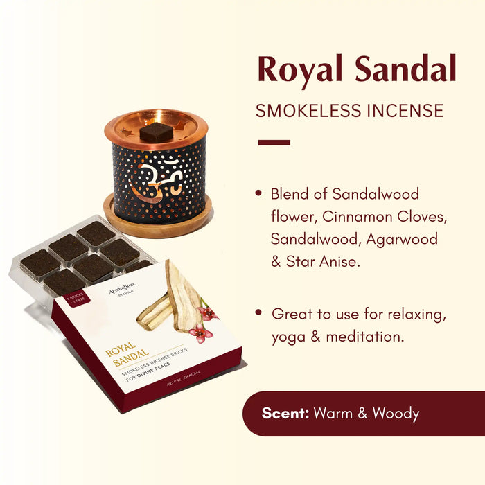 Temple Flowers - Smokeless Incense & Om Burner Combo